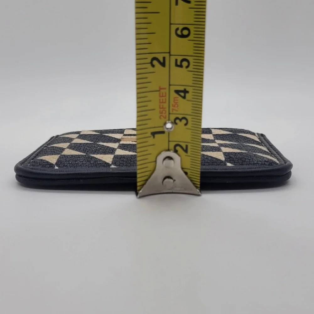Spartina 449 Black and Cream Geometric Card Holder Slim Wallet Logo Plaque